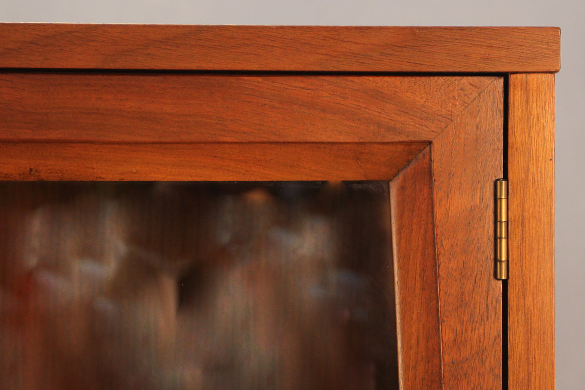 Mid Century Walnut & Glass-Front Wall Unit