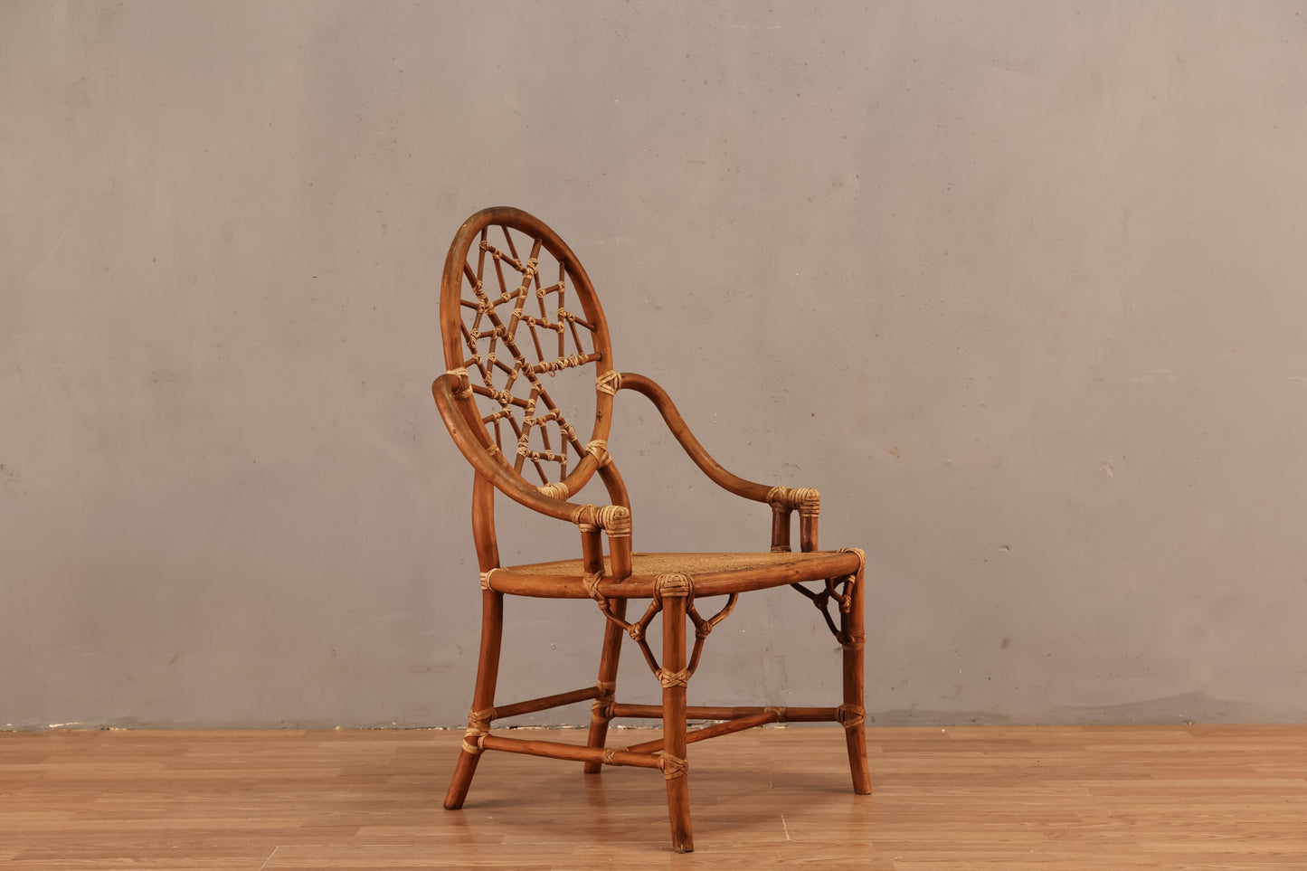 McGuire "Cracked Ice" Rattan & Cane Armchair