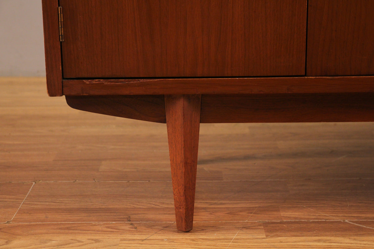 Mid Century Walnut & Glass-Front Wall Unit