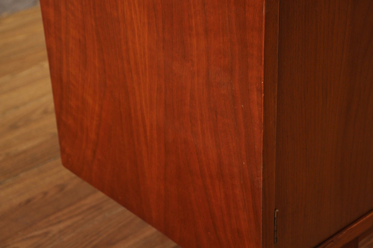 Mid Century Walnut & Glass-Front Wall Unit