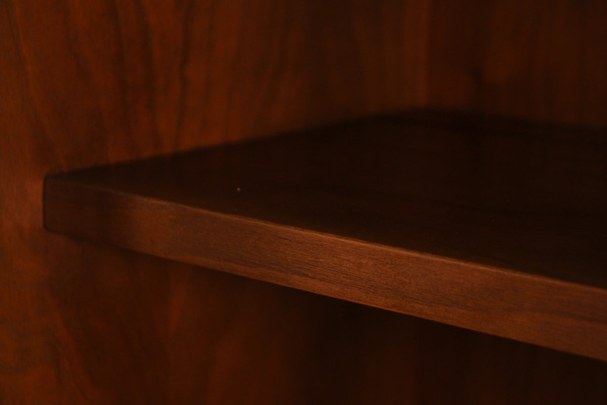 Mid Century Walnut & Glass-Front Wall Unit