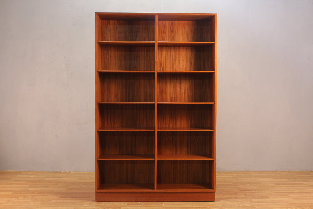 Teak Divided 6-Tier Bookshelf