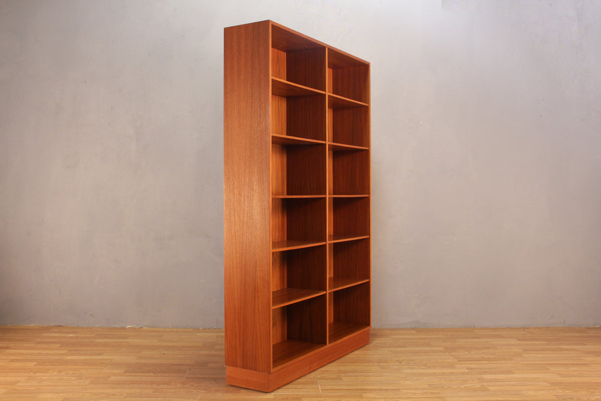 Teak Divided 6-Tier Bookshelf