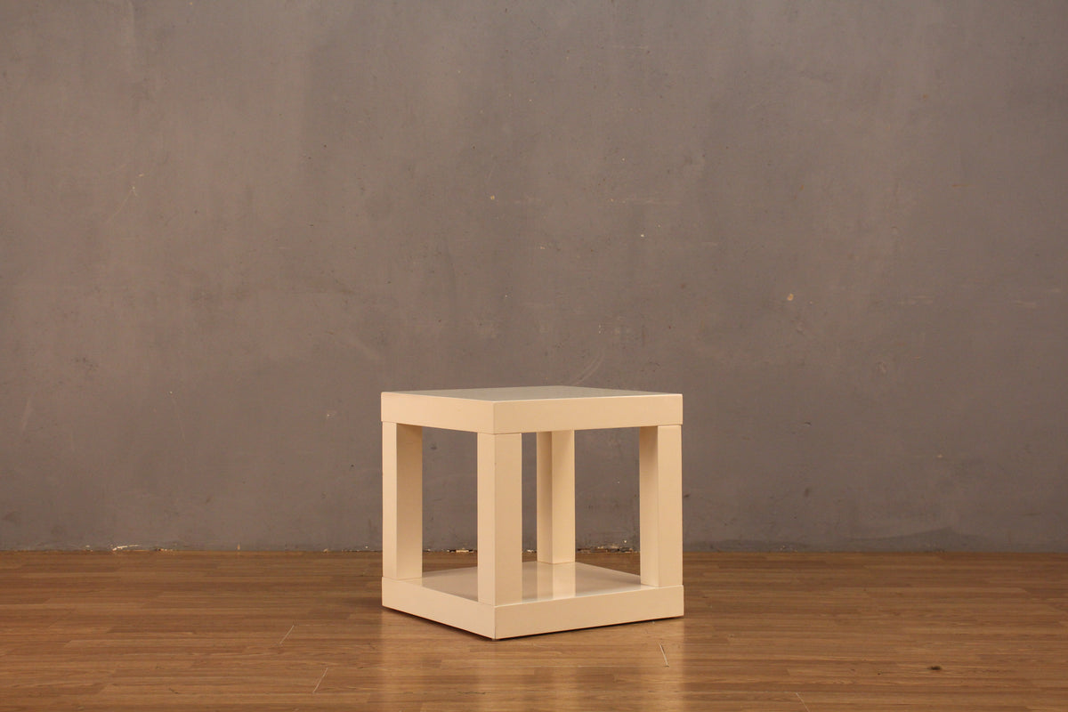 White Lacquer Open Cube Side Table - ONLINE ONLY