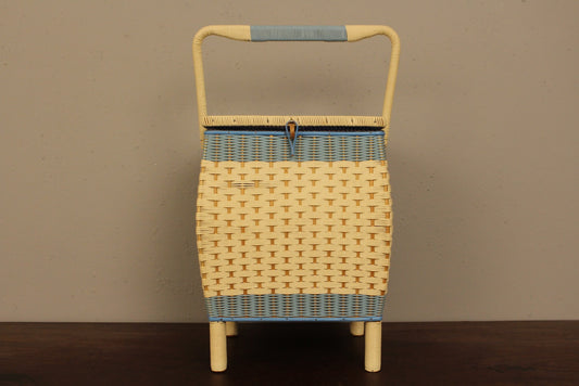White & Blue Woven Sewing Box