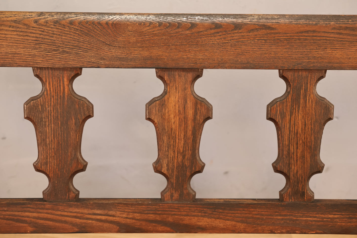 Long Mission-Style Oak & Iron Bench - ONLINE ONLY