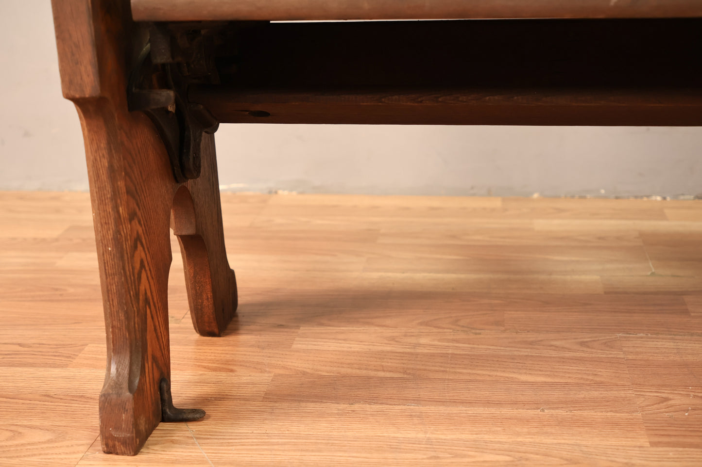 Long Mission-Style Oak & Iron Bench - ONLINE ONLY