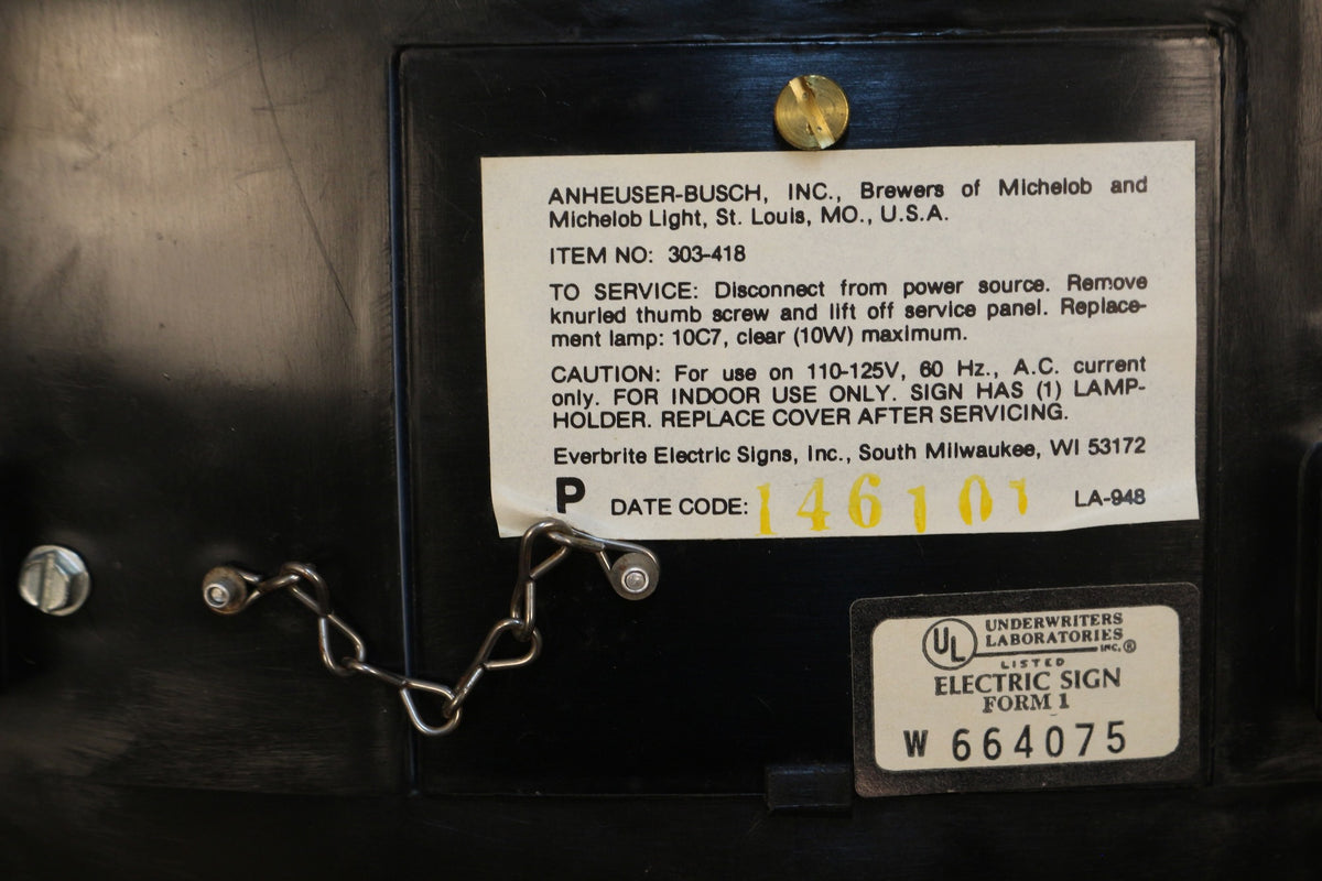 1980s Michelob Illuminated Clock Sign