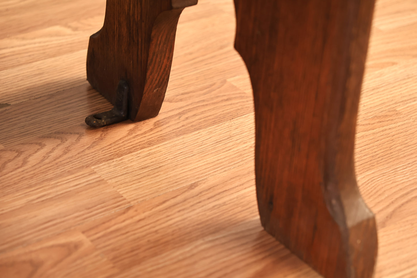 Long Mission-Style Oak & Iron Bench - ONLINE ONLY
