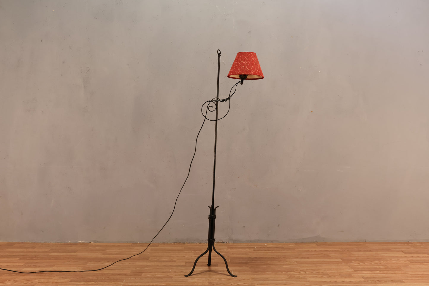 Black Iron & Red Floor Lamp