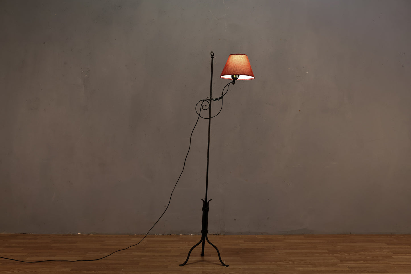 Black Iron & Red Floor Lamp