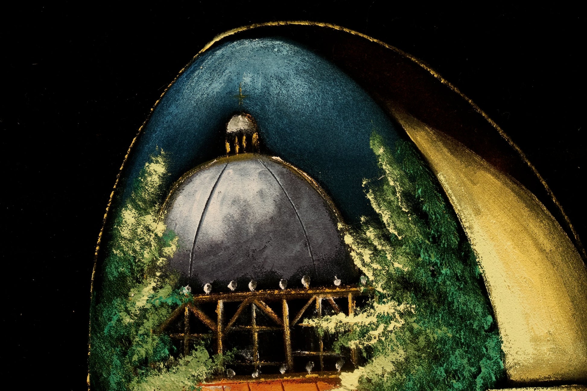 1970s "Verdant Villa" Velvet Painting