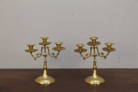 Pair of Brass Candelabras
