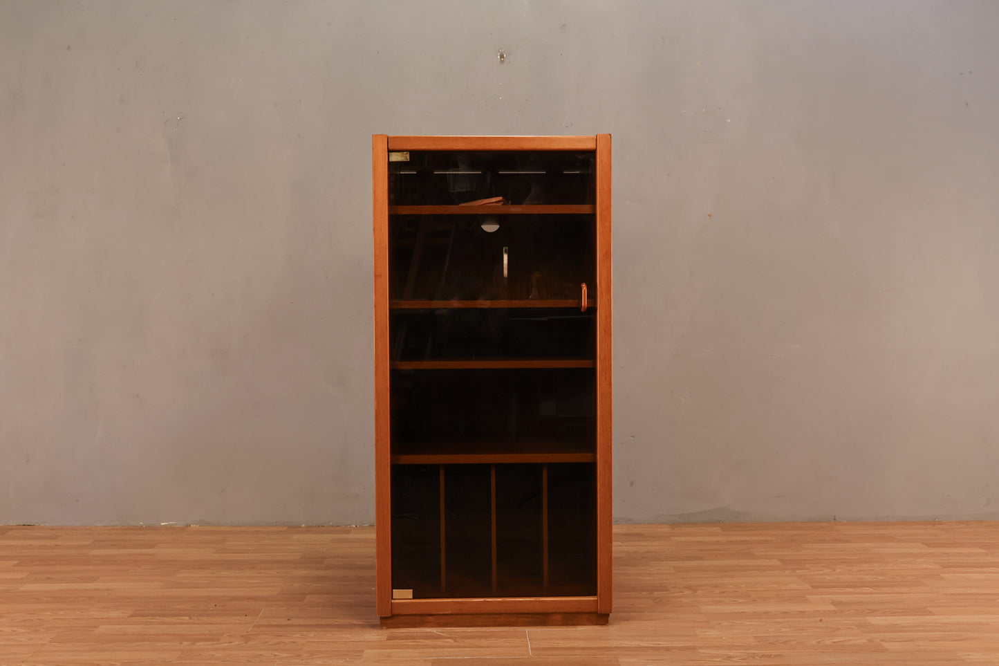 Teak & Smoked Glass Flip-Top Media Cabinet