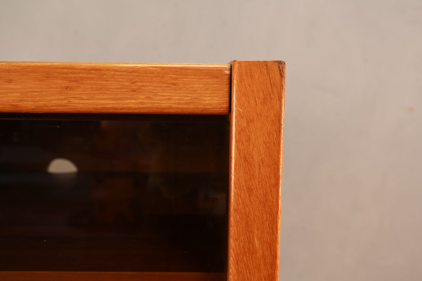 Teak & Smoked Glass Flip-Top Media Cabinet
