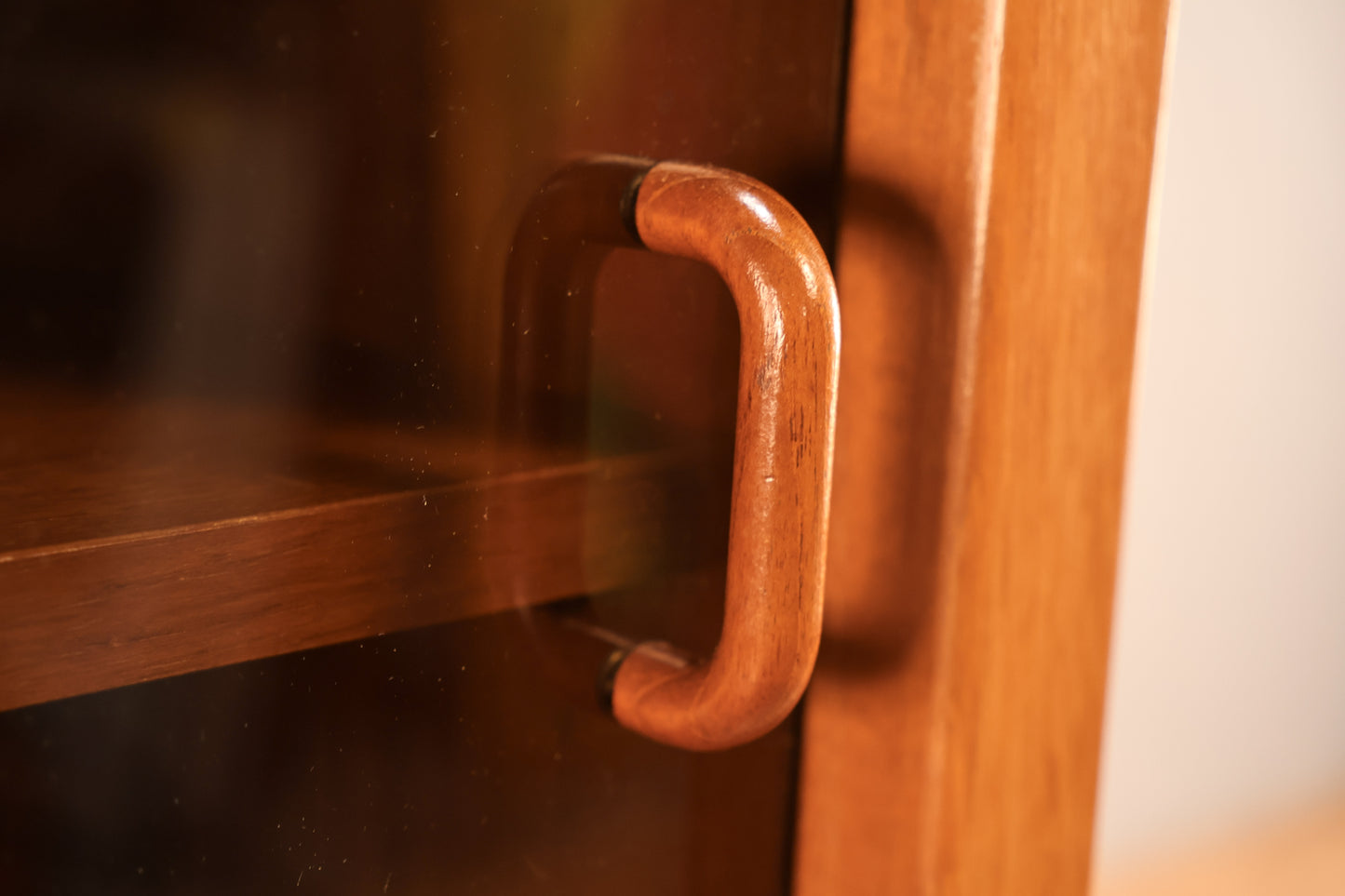 Teak & Smoked Glass Flip-Top Media Cabinet
