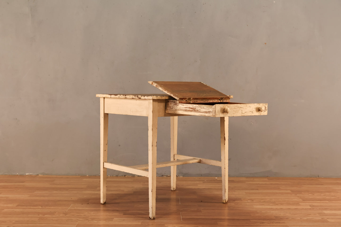 Rustic White Pull-Tab Desk - ONLINE ONLY