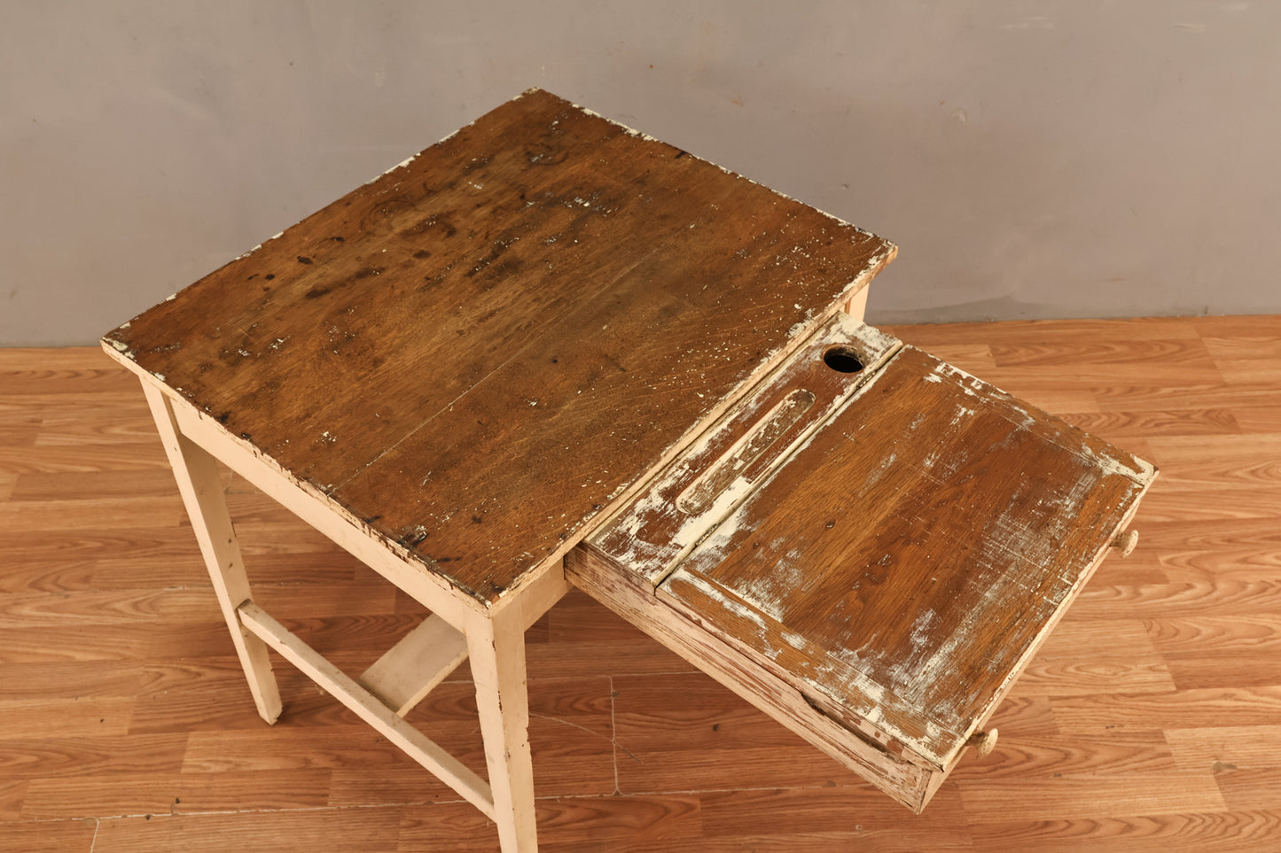 Rustic White Pull-Tab Desk - ONLINE ONLY