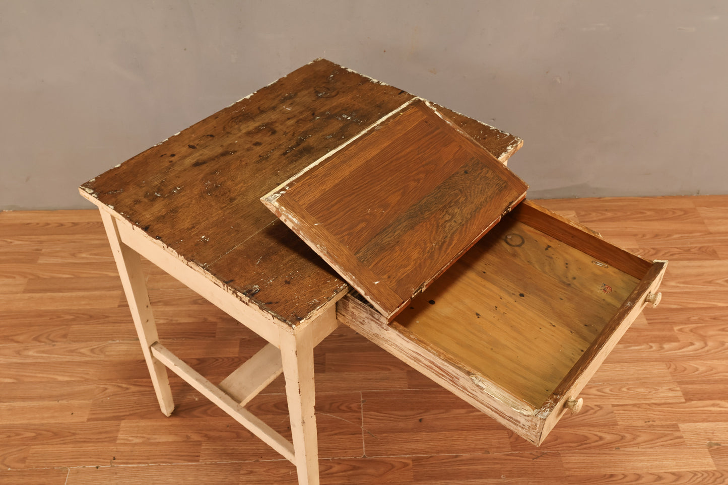 Rustic White Pull-Tab Desk - ONLINE ONLY