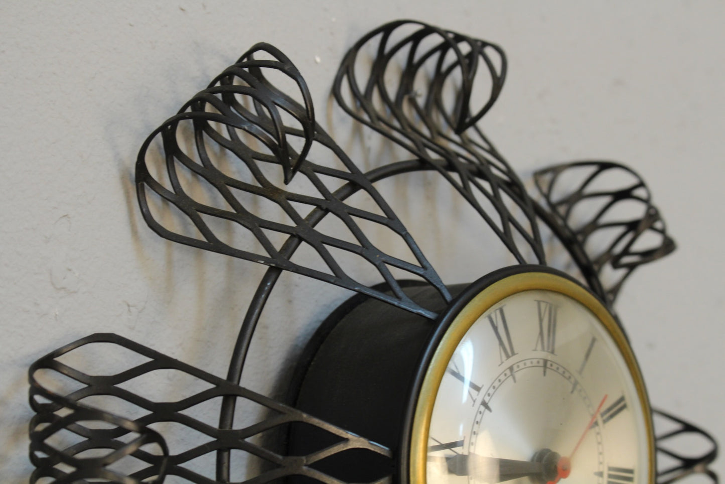 Mid Century Metal Sunburst Wall Clock
