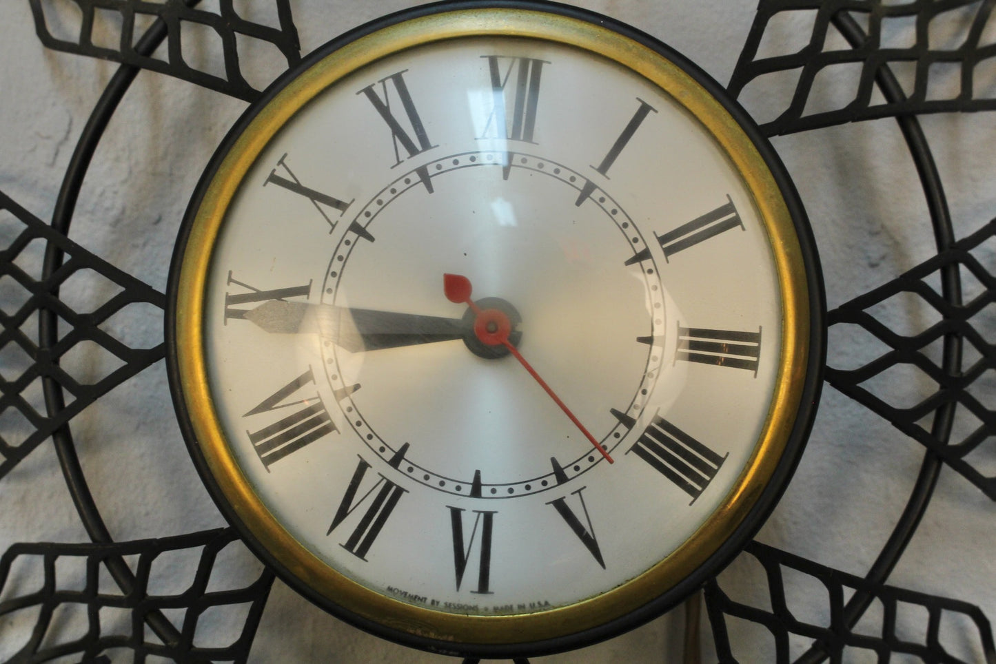 Mid Century Metal Sunburst Wall Clock