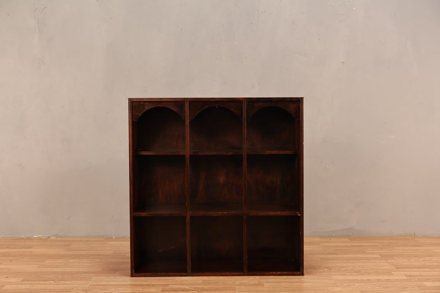 Arched Dark Pine 3-Tier Bookshelf - ONLINE ONLY