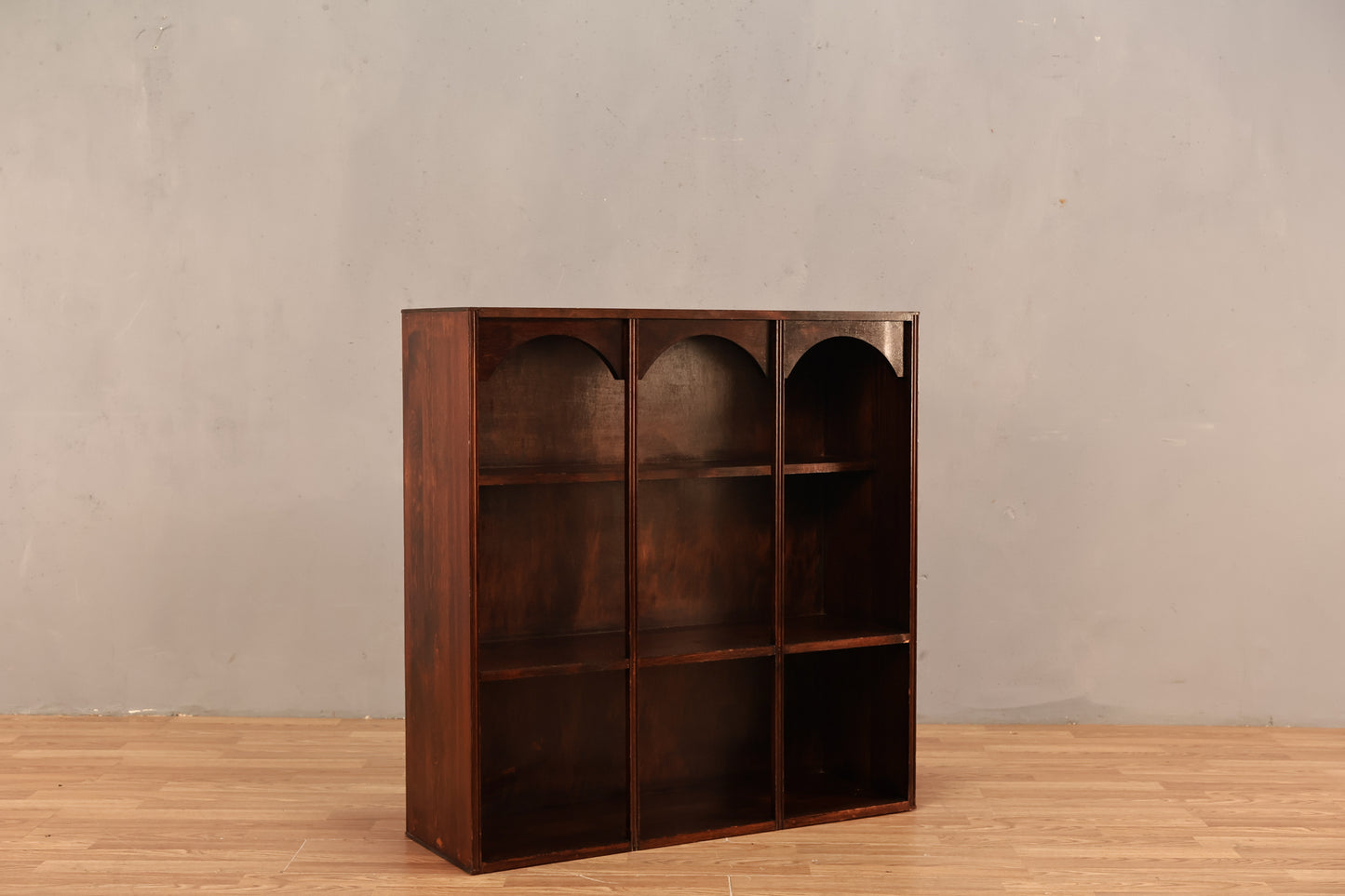 Arched Dark Pine 3-Tier Bookshelf - ONLINE ONLY