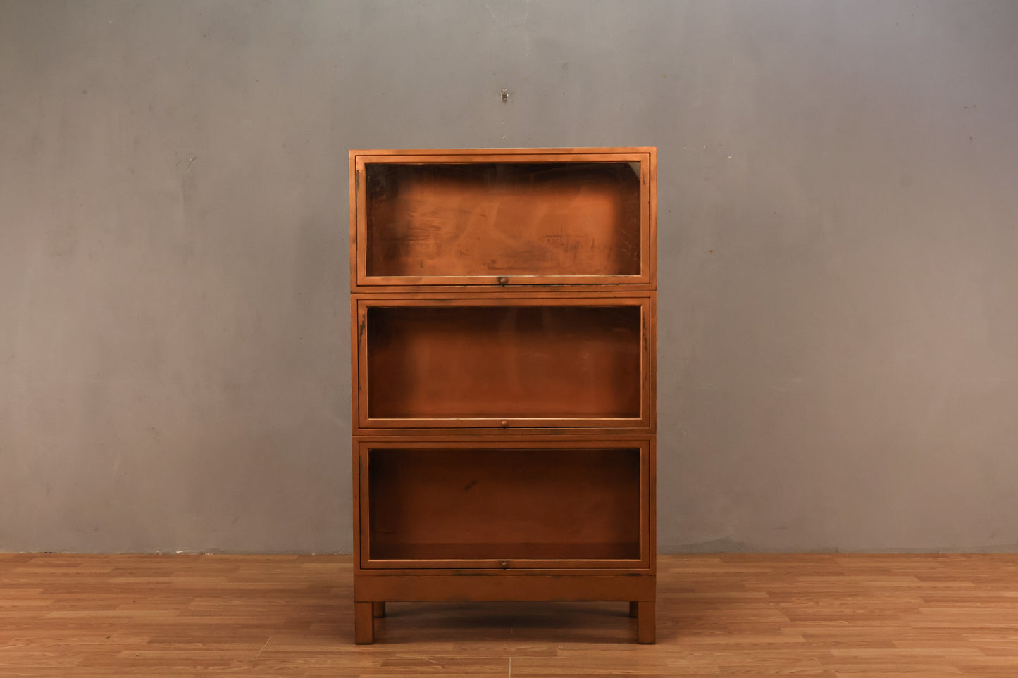 Copper-Painted 3-Tier Barrister Bookcase - ONLINE ONLY