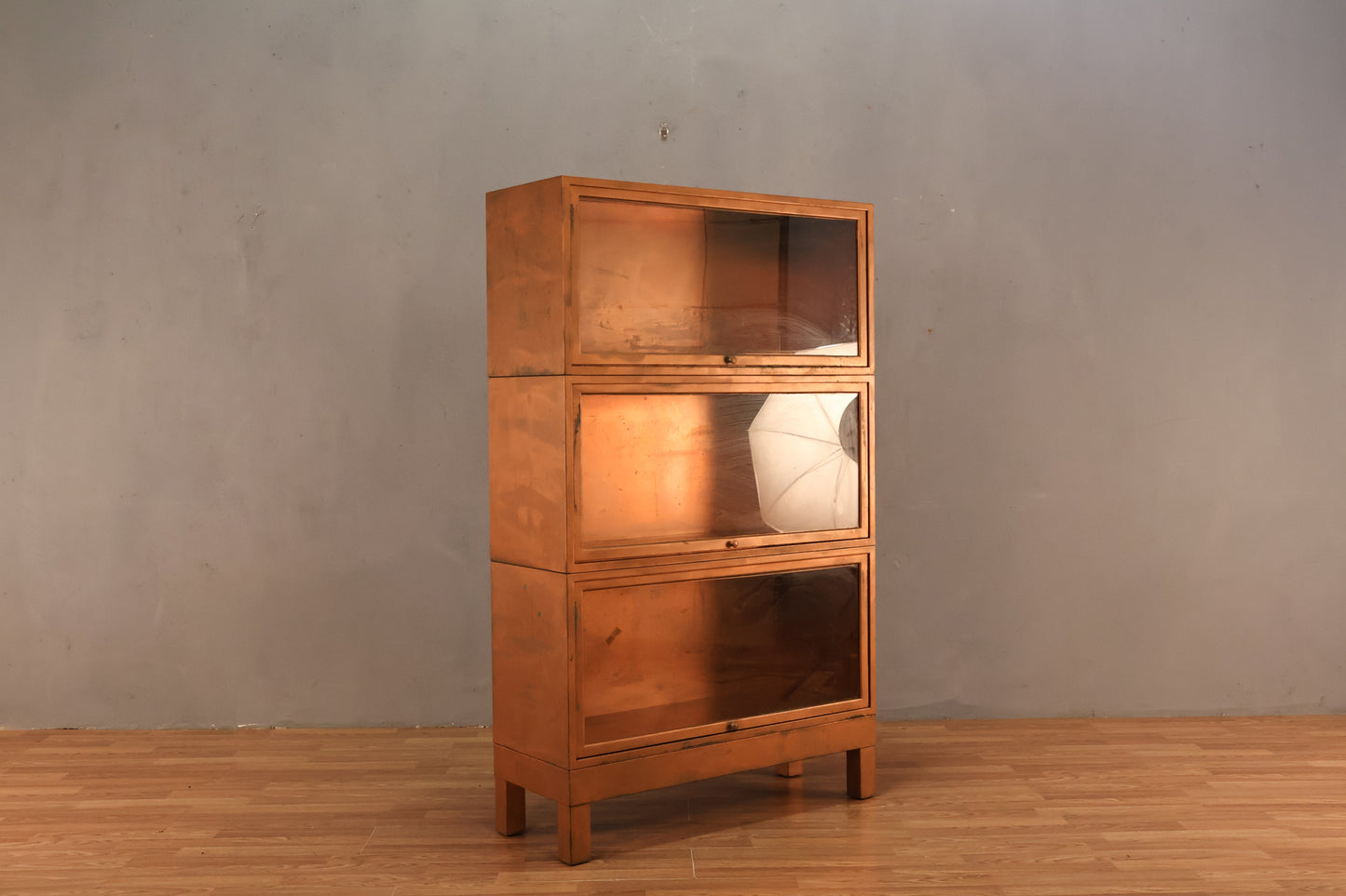 Copper-Painted 3-Tier Barrister Bookcase - ONLINE ONLY