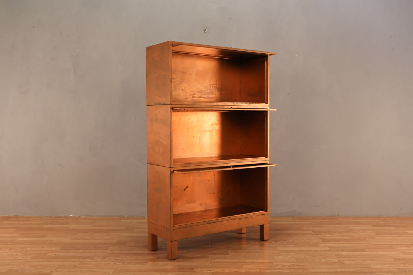 Copper-Painted 3-Tier Barrister Bookcase - ONLINE ONLY