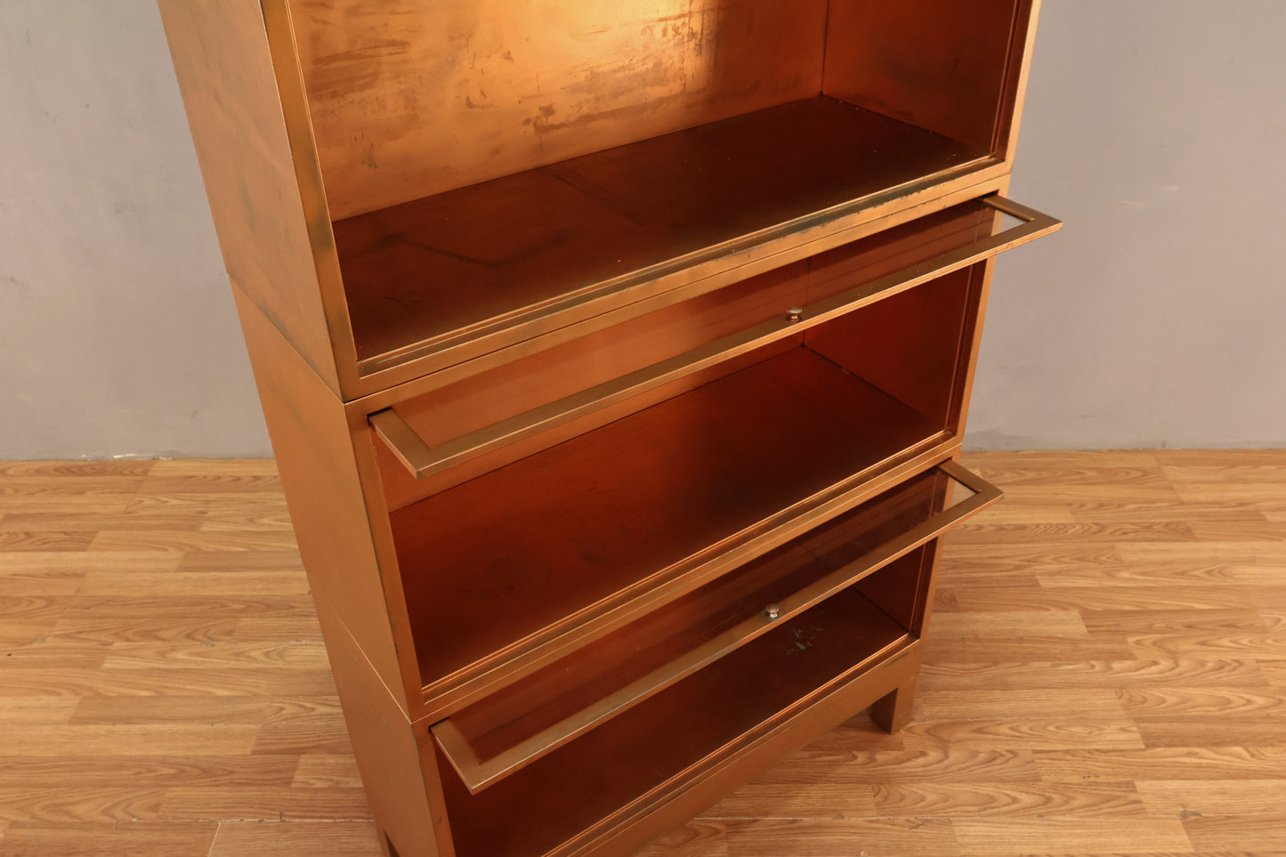 Copper-Painted 3-Tier Barrister Bookcase - ONLINE ONLY