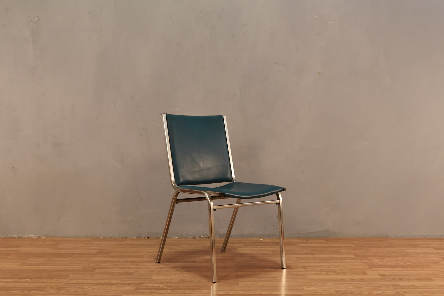 Industrial Lagoon Vinyl & Chrome Side Chair - ONLINE ONLY