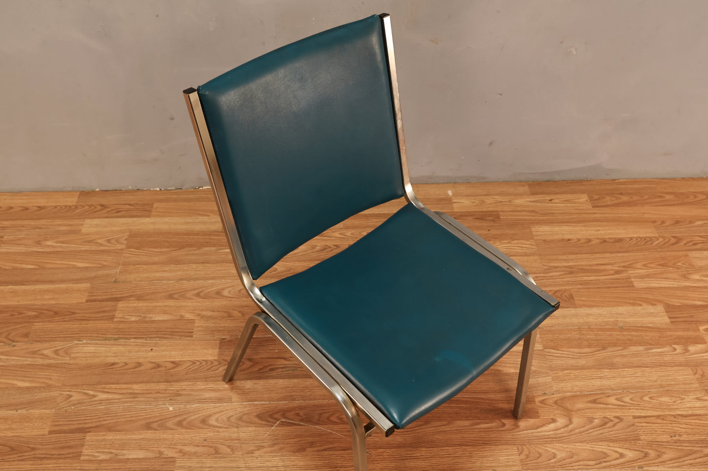 Industrial Lagoon Vinyl & Chrome Side Chair - ONLINE ONLY