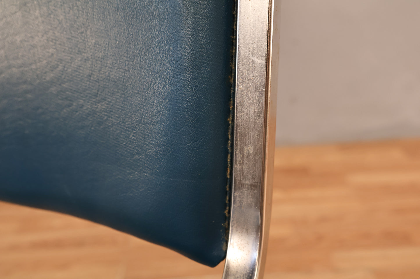 Industrial Lagoon Vinyl & Chrome Side Chair - ONLINE ONLY