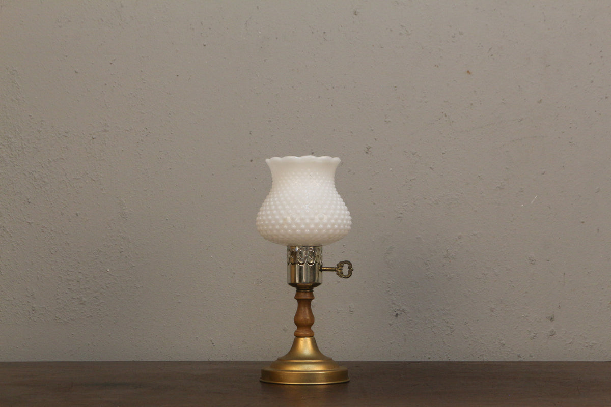 Pair of Petite Hobnail Milk Glass Boudoir Lamps