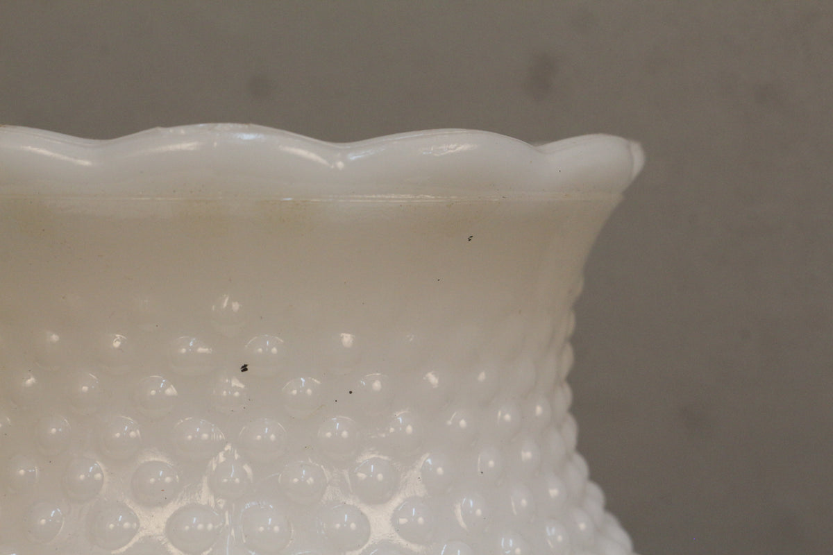 Pair of Petite Hobnail Milk Glass Boudoir Lamps