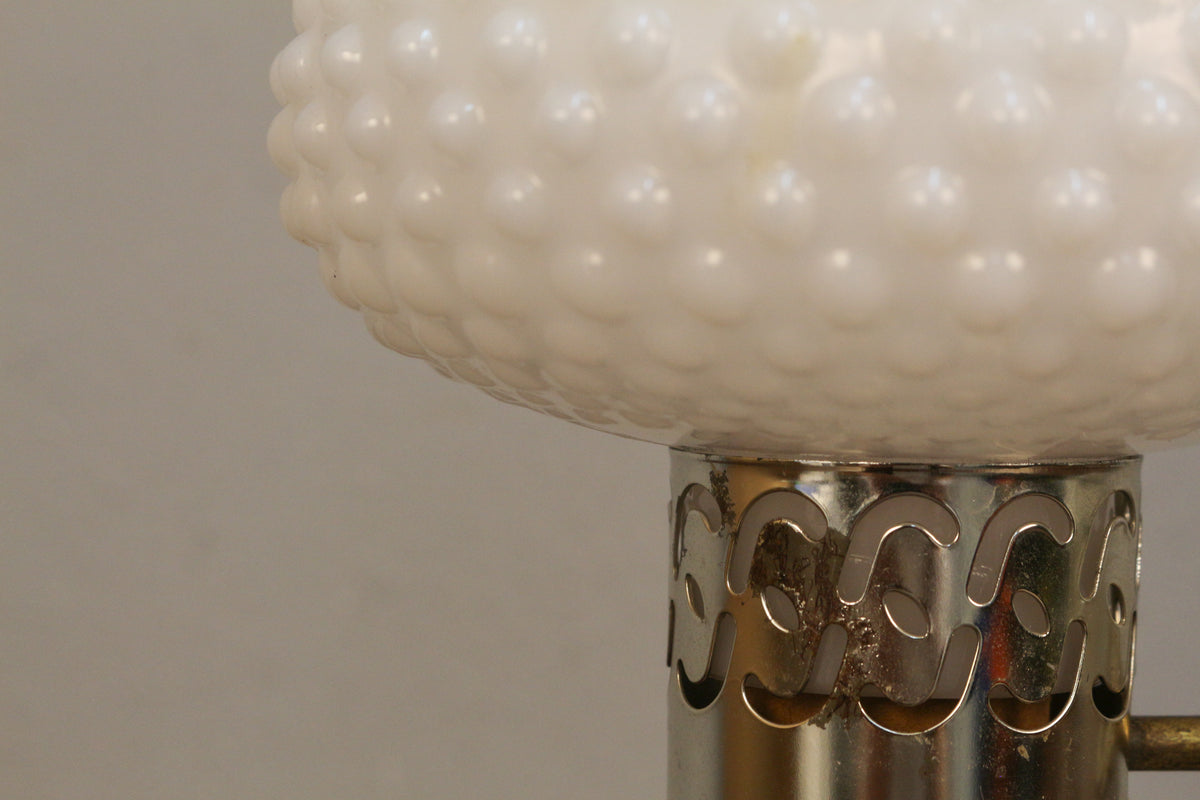 Pair of Petite Hobnail Milk Glass Boudoir Lamps
