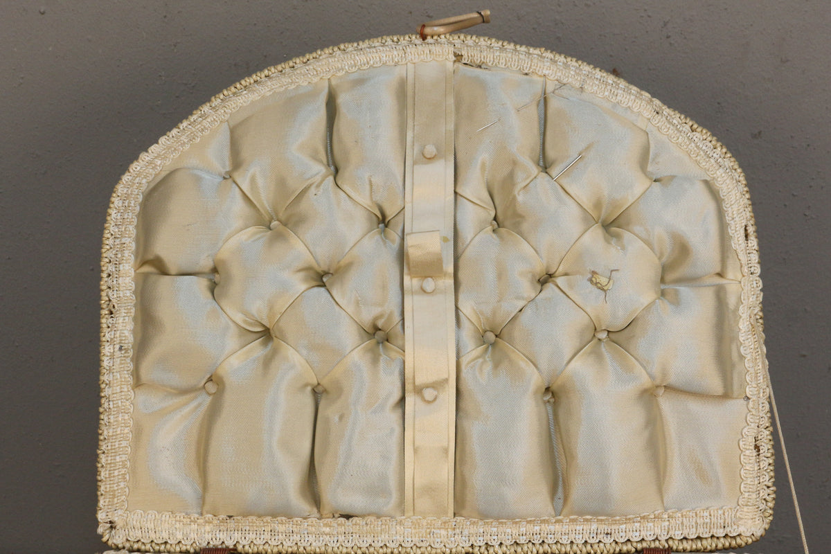 Cream & Green Woven Handbasket