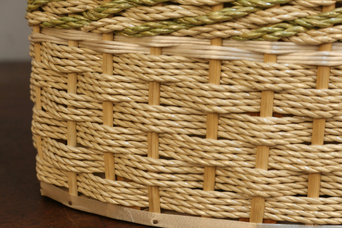 Cream & Green Woven Handbasket