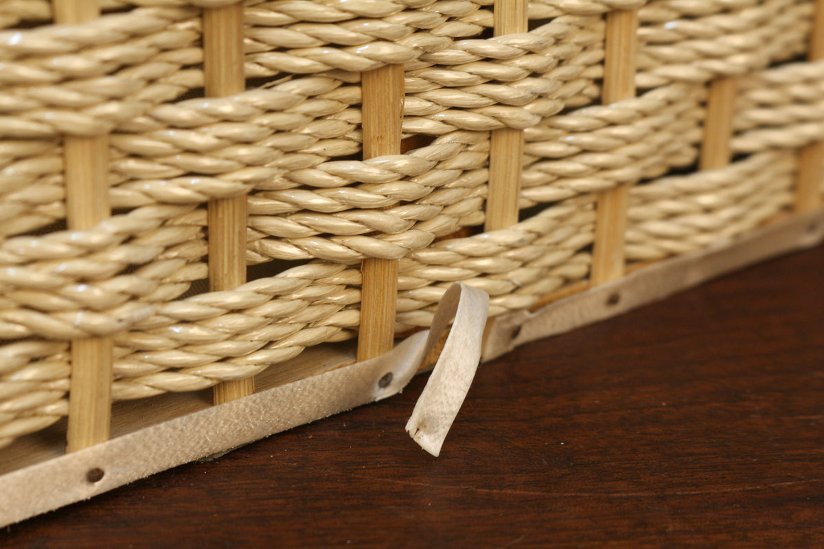 Cream & Green Woven Handbasket