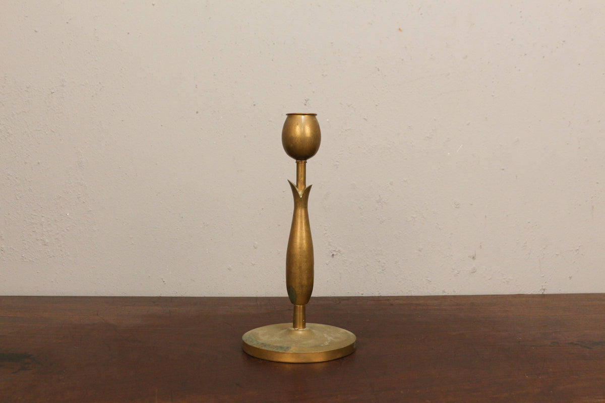 Pair of Brass Tulip Candle Holders
