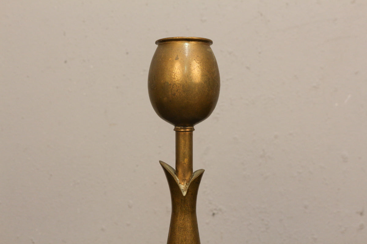 Pair of Brass Tulip Candle Holders