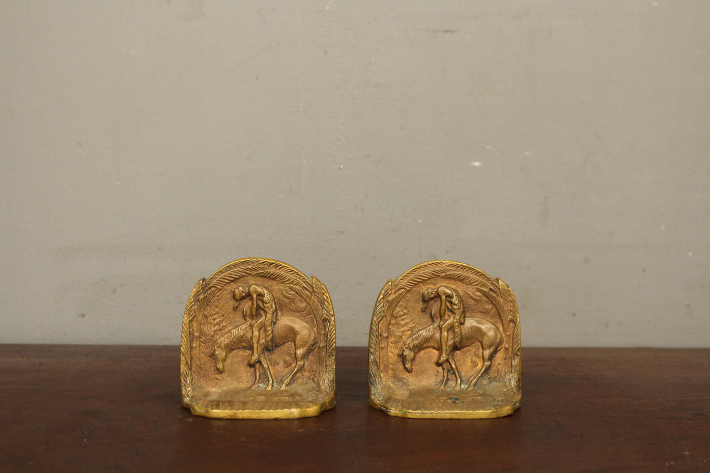 Pair of "End of the Trail" Bronze Bookends