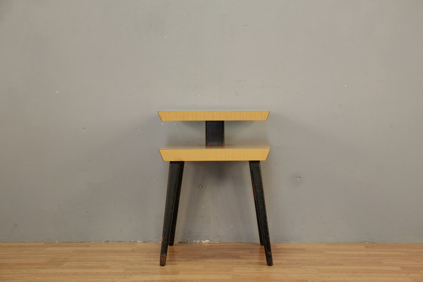 Atomic Black & Blonde Square End Table