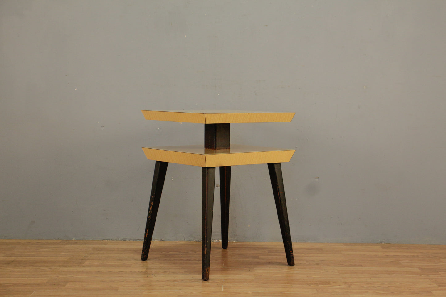 Atomic Black & Blonde Square End Table