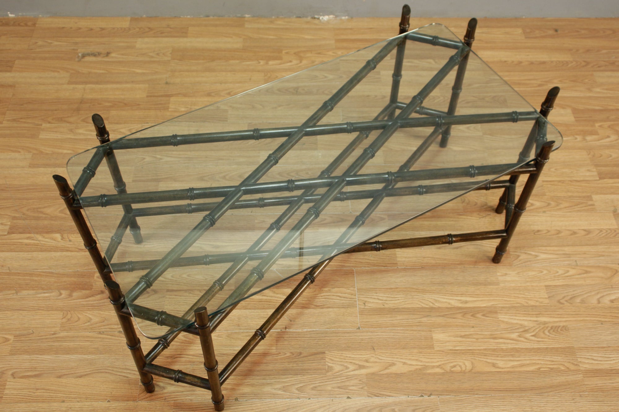 Hollywood Regency Faux Bamboo & Glass Coffee Table - ONLINE ONLY Hollywood Regency Faux Bamboo & Glass Coffee Table - ONLINE ONLY
