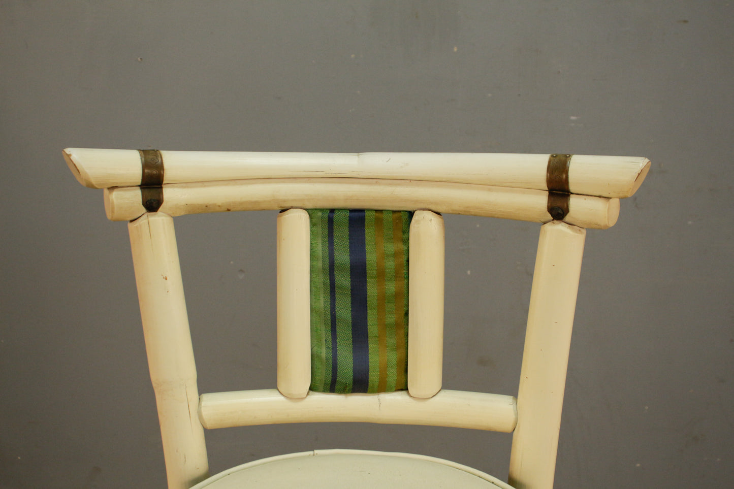 White Bamboo & Bayou Striped Bar Stool