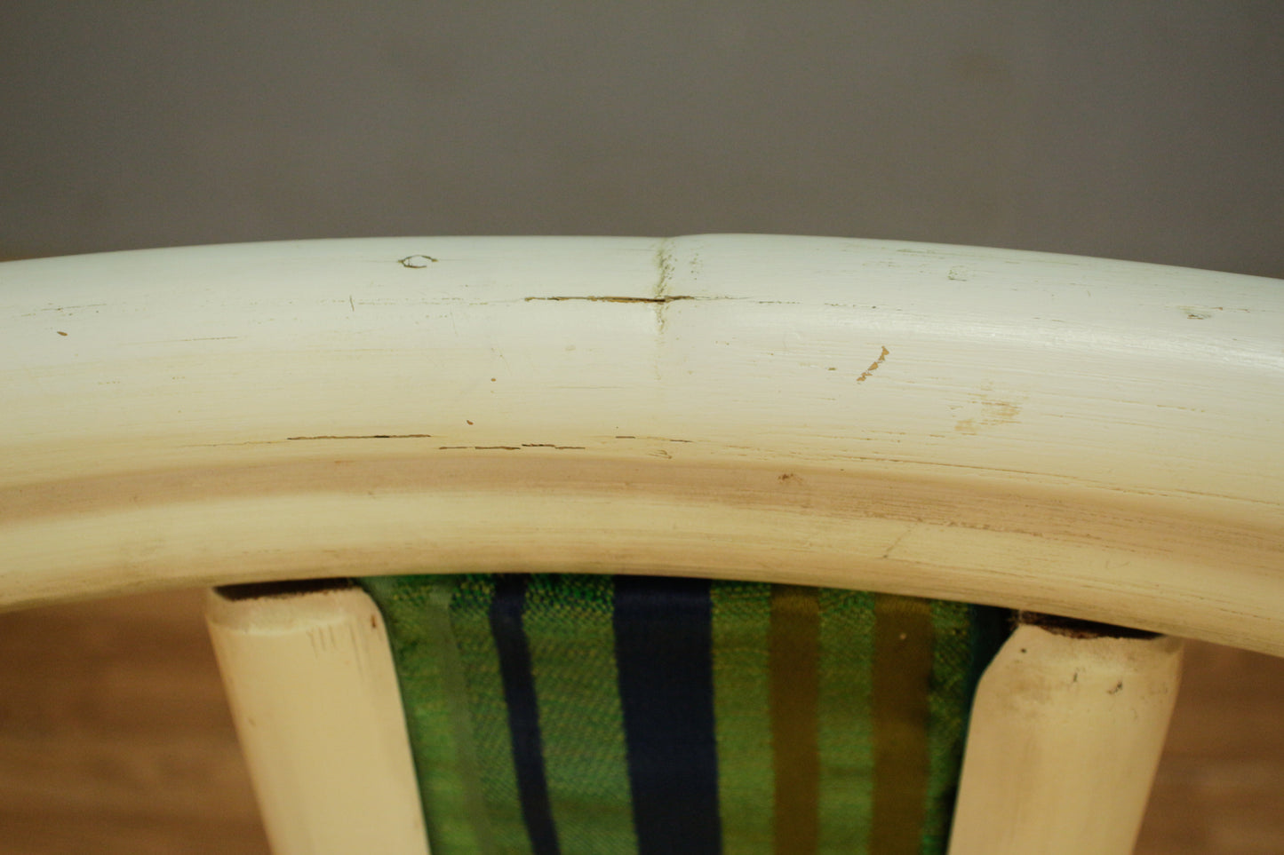 White Bamboo & Bayou Striped Bar Stool