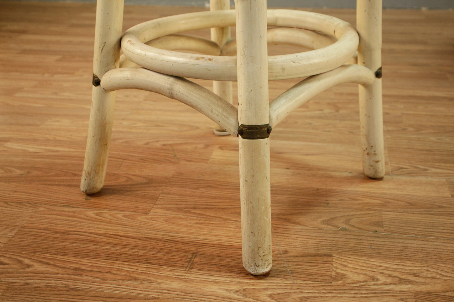 White Bamboo & Bayou Striped Bar Stool