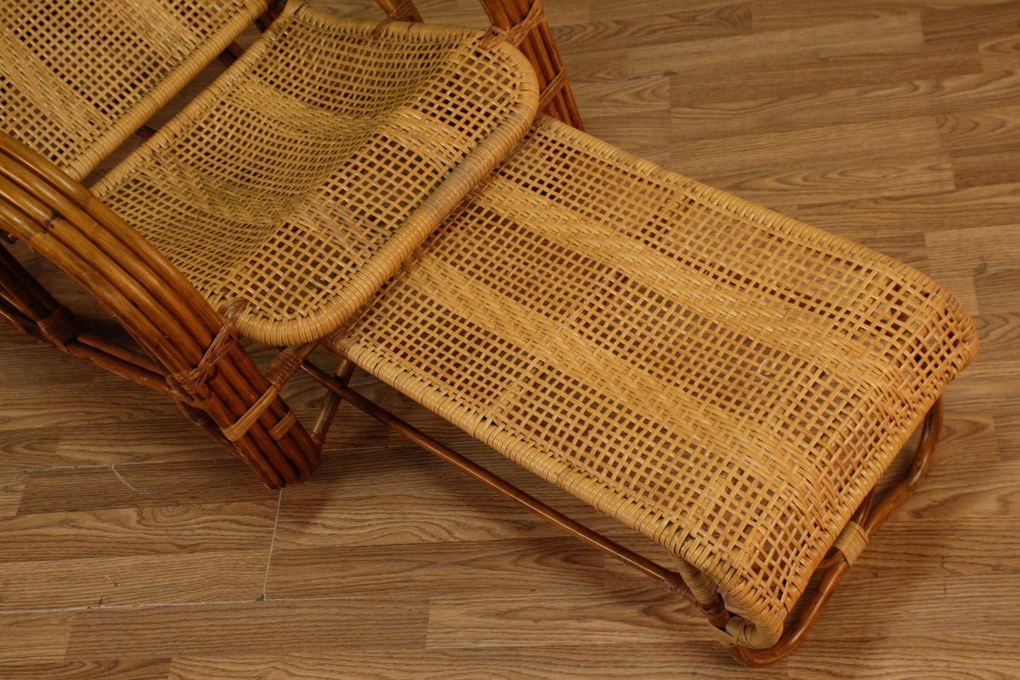Rattan & Bamboo Reclining Lounge Chair